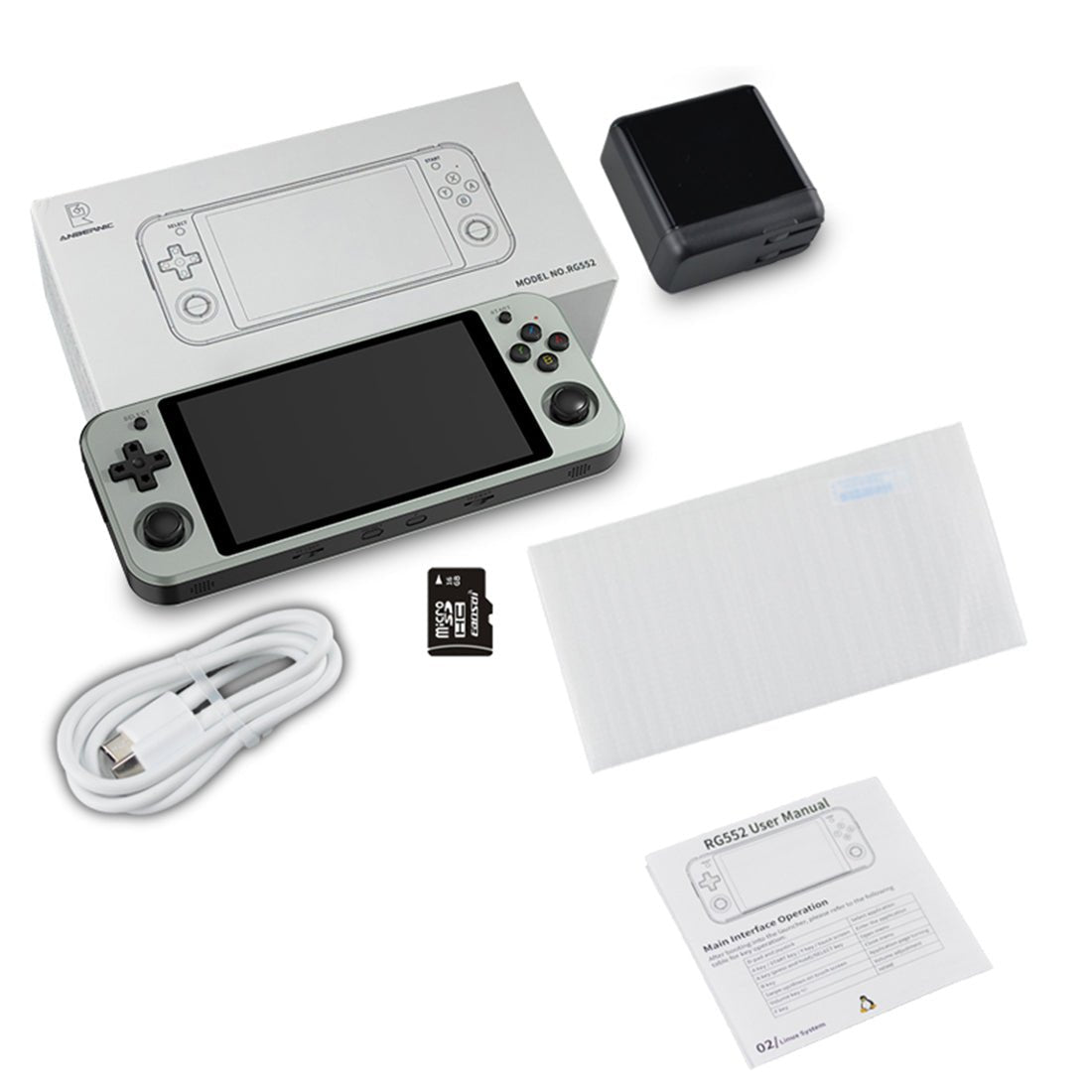 Anbernic RG552 Handheld Game Console Dual OS Android Linux Retro Emulator 5.36-Inch IPS 1920x1152 RK3399 4GB RAM HDMI USB 3.0 Active Cooling for Everyday Use