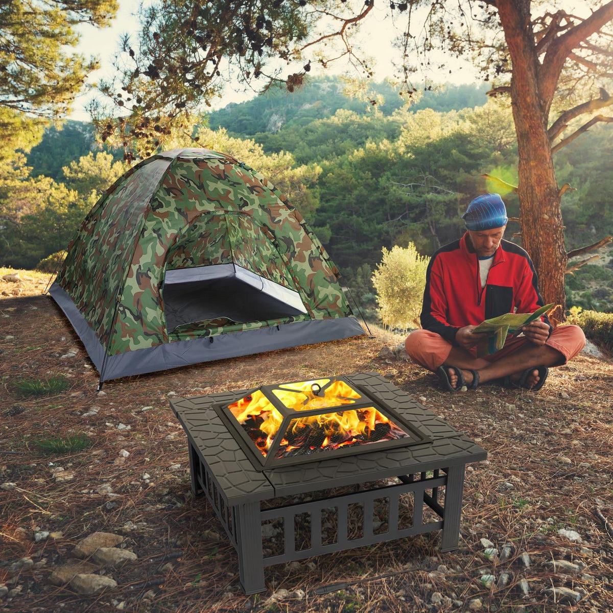 Fire Pit | Square Outdoor Metal BBQ Patio Backyard Camping Fireplace - product image 7