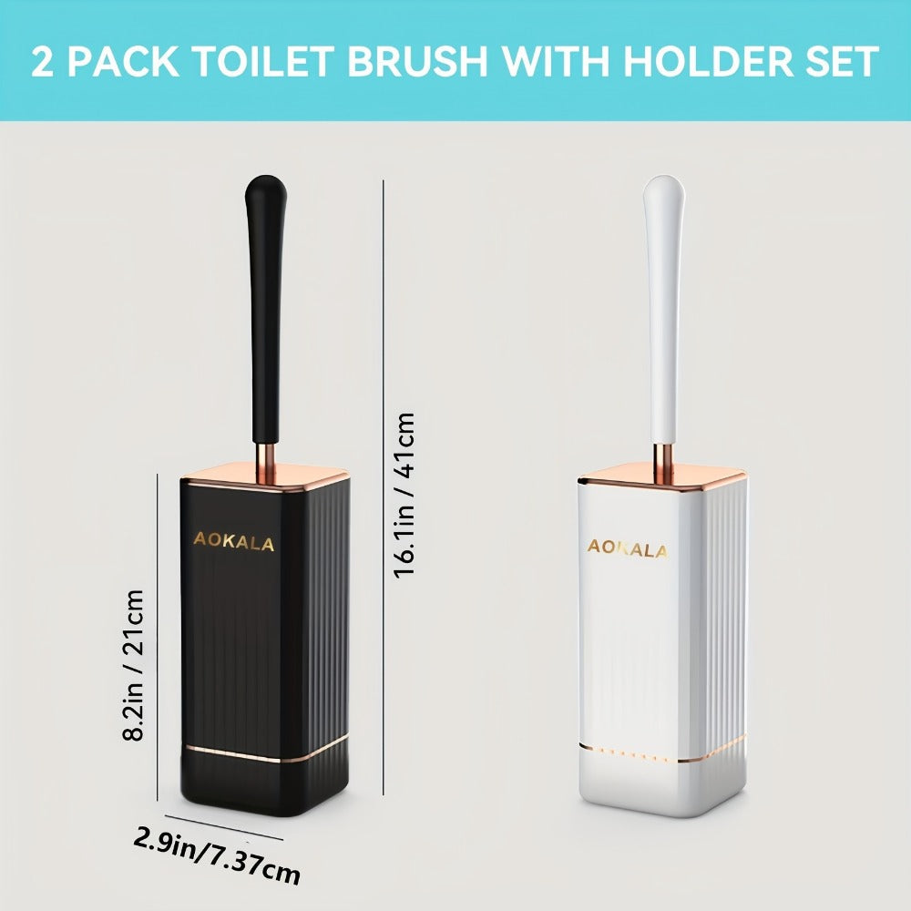 Toilet Brush and Holder Set Ergonomic - Odor Resistant Easy Clean Deep Scrub Bathroom Toilet Brush with Caddy Stand Hygienic Storage | Black | Bathroom Essentials Home Cleaning Acc - product image 4