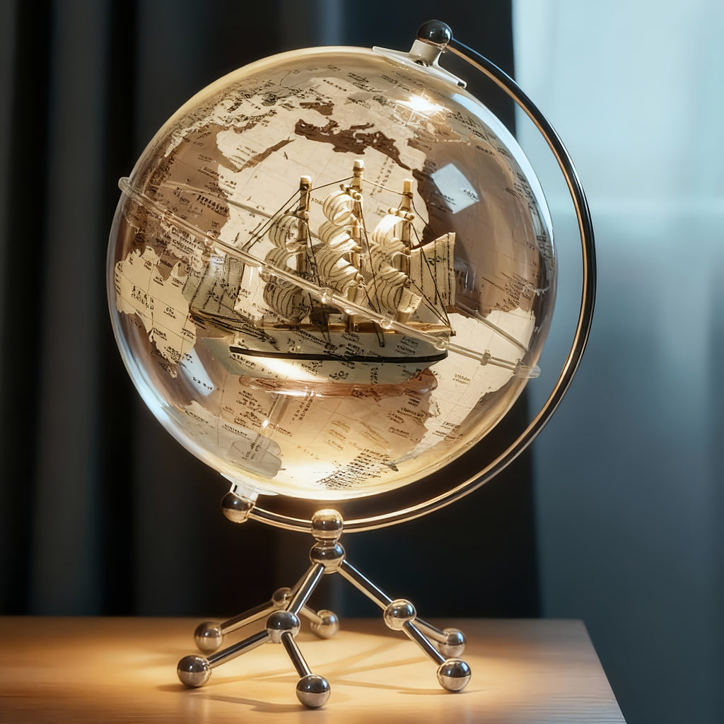 LED Lighted Globe for Kids & Adults 7.87 Inch Clear Acrylic Earth Globe Warm White Light Metal Stand Detailed World Map – Geography STEM Gift – Desktop Bookshelf Home Office Decor