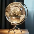 LED Lighted Globe for Kids & Adults 7.87 Inch Clear Acrylic Earth Globe Warm White Light Metal Stand Detailed World Map – Geography STEM Gift – Desktop Bookshelf Home Office Decor