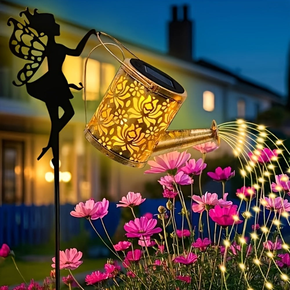Solar Watering Can Lights 2pcs Garden Waterfall, IP65 Waterproof Hanging Solar String Lights with Ground Plug for Outdoor Lawn, Patio & Holiday Decor, Christmas Garden Gift - product image 9