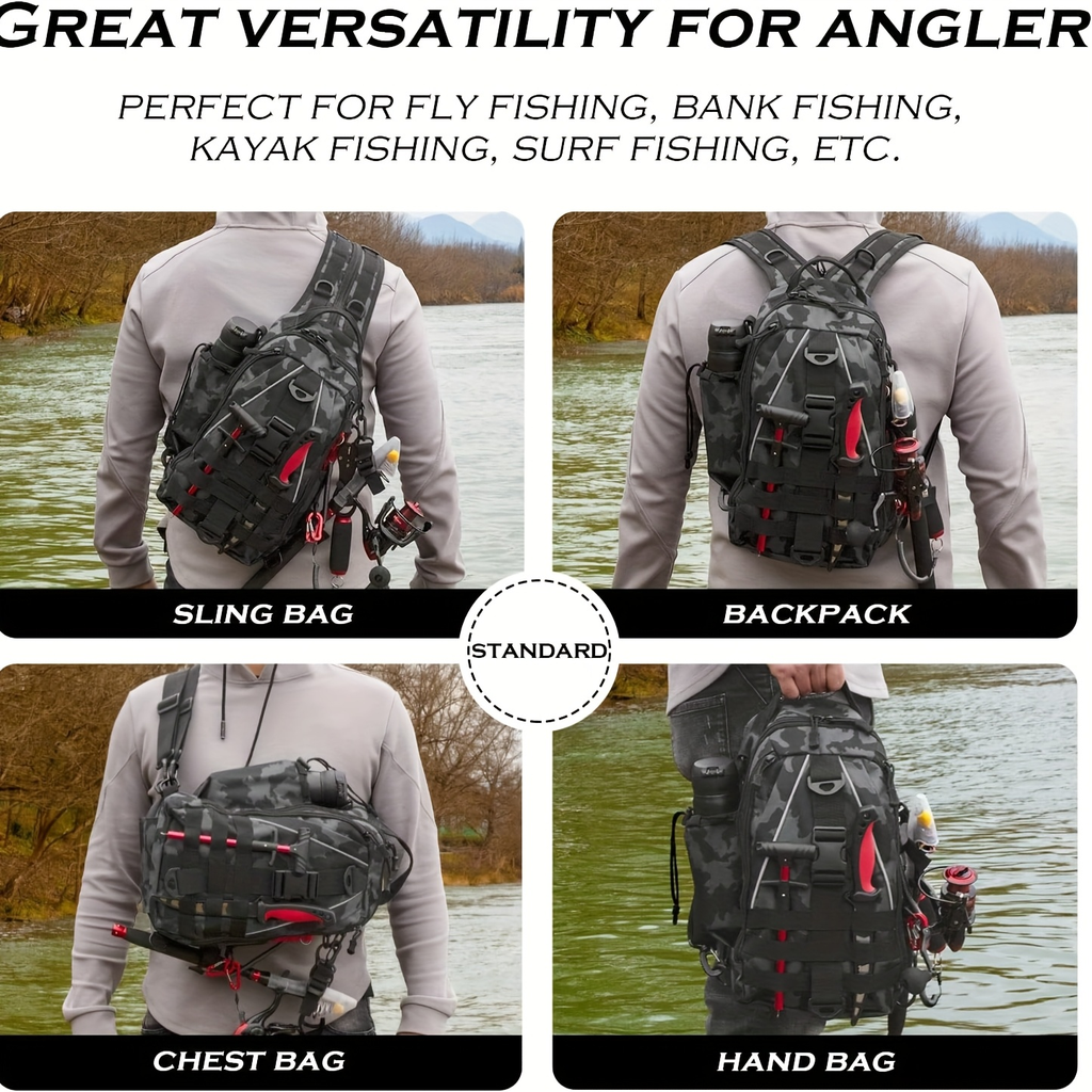 Waterproof Fishing Backpack Tackle Sling Bag | Rod Holder Daypack for Shore, Kayak & Fly Fishing | Men Women Outdoor Gear - product image 15