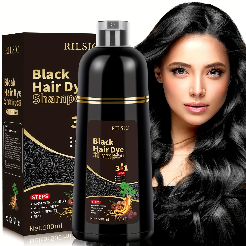Grey Hair Dye Shampoo 3-in-1 Natural Plant-Based Herbal Formula — Non-Stick Scalp, Covers White Hair in Minutes, 500ml — Black, Dark Brown, Chestnut Brown for Men & Women - product image 11