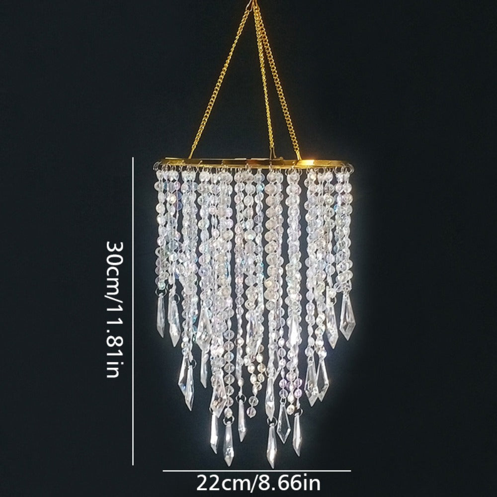 Crystal Beaded Chandelier Lampshade Acrylic Sparkling Droplets Elegant Ceiling Light Fixture Cover for Wedding Party Home Decor Multiple Sizes Branch Style Beadwork Pendant Shade - product image 5