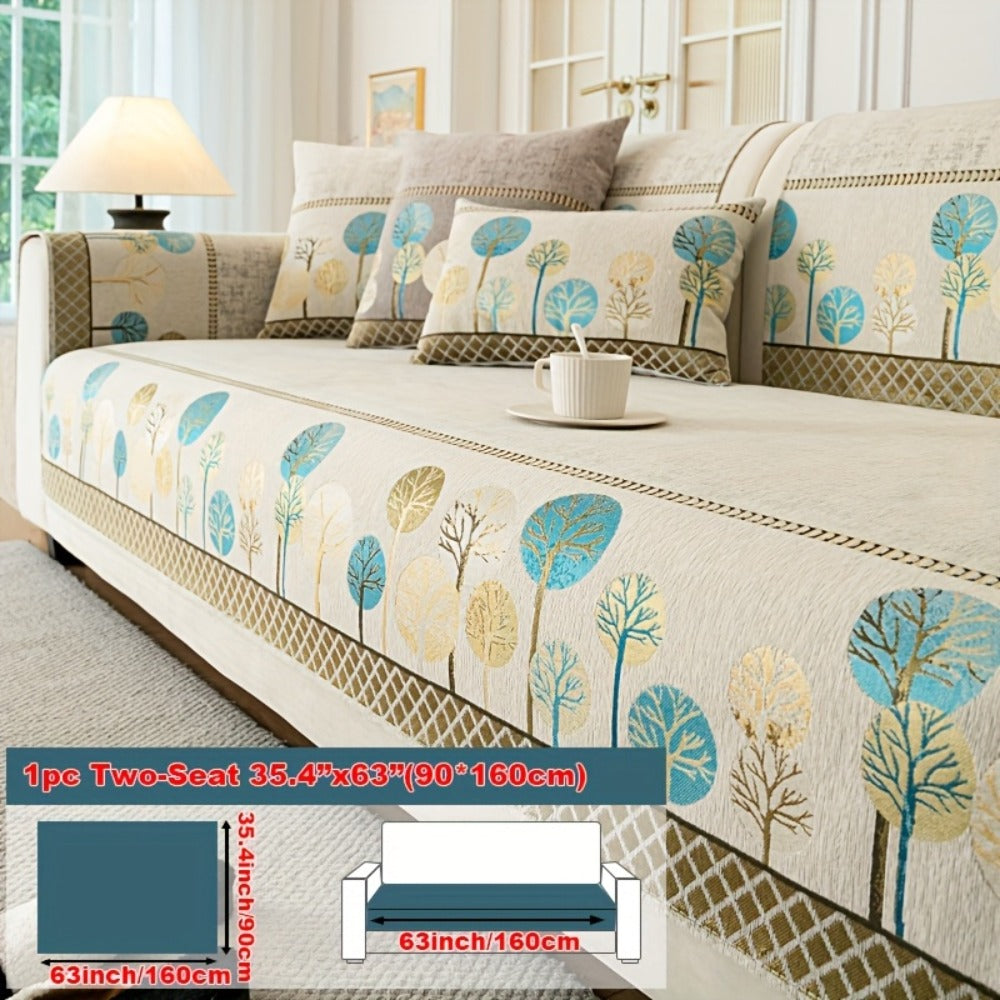 Sofa Couch Cover Light Luxury Geometric Embroidery 1pc - Knit Anti-Slip Four Seasons Universal Pet Friendly Furniture Protection Slipcover | Grey Blue White | Single 2-Seat Living  - product image 17