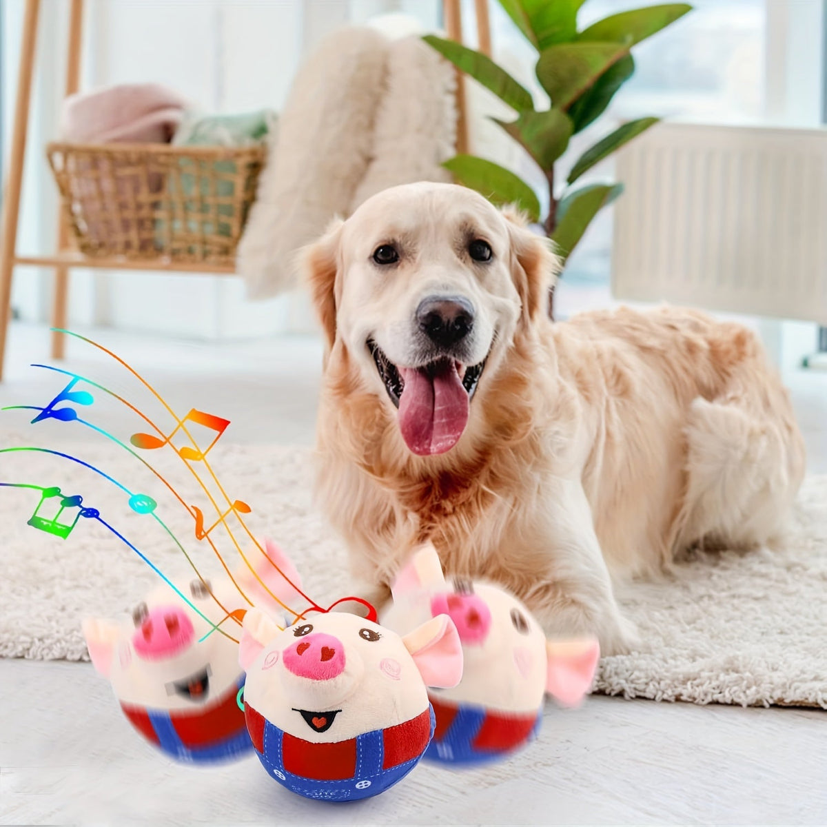 Smart Electric Squeaky Pet Toy, Rechargeable Washable Jumping Ball with Recording & Music Mode for Small Medium Large Dogs – Interactive Bouncing Dog Toy Ball - product image