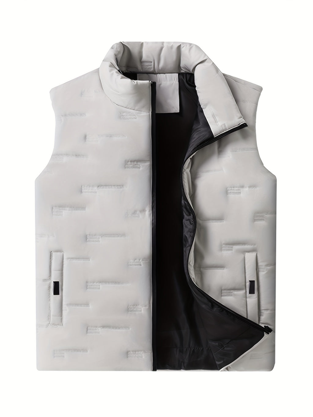 Men's Casual Stand Collar Vest, 100% Polyester Solid Color, Warm Fall/Winter Outerwear with Pockets, Non-Stretch Woven Fabric, Regular Fit - 120gsm - product image 19