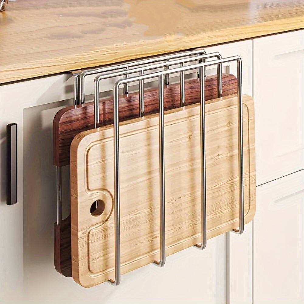Kitchen Hook Rack for Cutting Boards Lids & Cabinet Door – Heavy Duty Carbon Steel Wall Mounted Organizer for Kitchen Tools & Bathroom Supplies, Rust-Resistant Black - product image 3