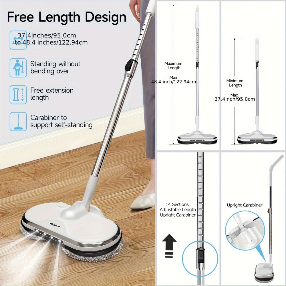 Cordless Electric Spin Mop with LED Headlight & Sprayer, 50-Min Runtime 6oz Water Tank, Lightweight Floor Scrubber for Hardwood Tile Laminate Floors - product image 3