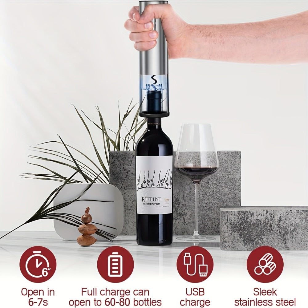 Electric Wine Opener Set – Rechargeable Automatic Corkscrew with Wine Aerator Dispenser, Vacuum Stopper & Foil Cutter for Any Occasion Gift - product image 9