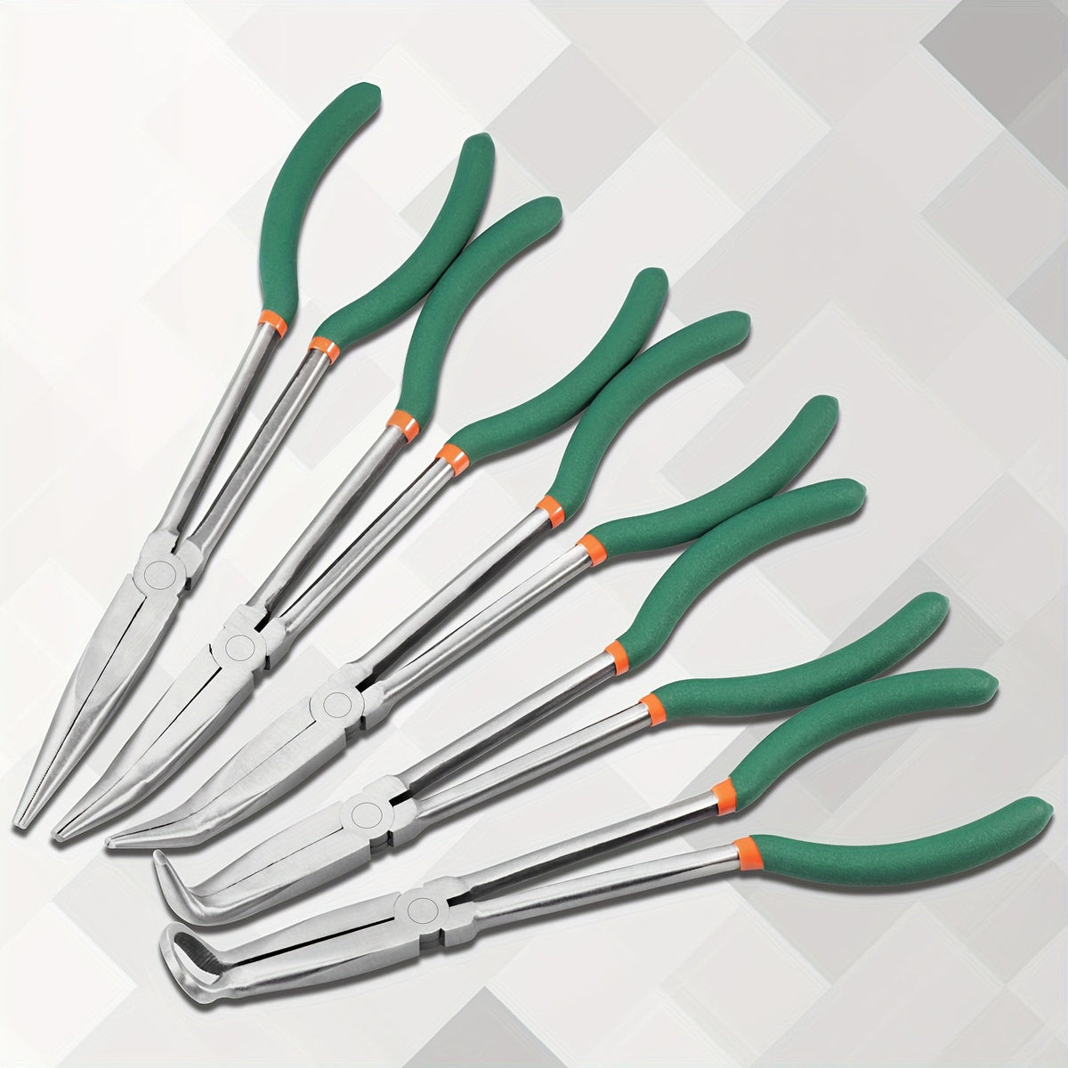 O-Ring Hook Remover Needle Nose Pliers for Saltwater Freshwater Fishing, Non-Slip Handle, Lightweight Angler Tool, Orange & Green | Long Nose Fishing Pliers 11 Inch 45-Degree Angle Bent