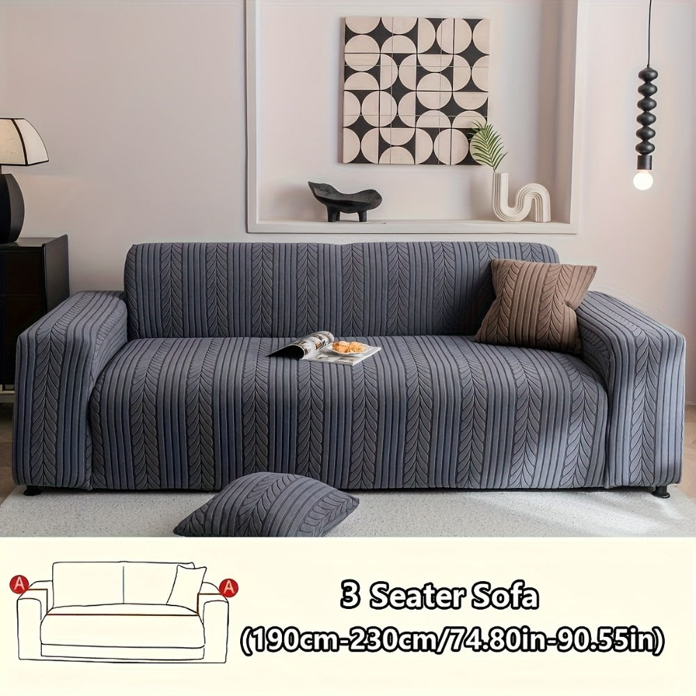 Sofa Cover Stretchy Washable Slipcover for 1 2 3 4 Seater Couch, Zigzag Textured Fabric, Scratch Slip Resistant Furniture Protector, Cream White Light Grey Dark Gray Coffee Brown - product image 17