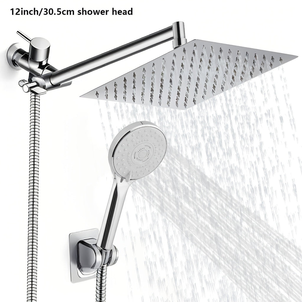 High Pressure Rainfall Shower Head Combo with Handheld Spray – 9 Spray Settings, 180° Adjustable Bracket, Stainless Steel Hose, Anti-Clog Nozzles, Modern Bathroom Shower System - product image 17