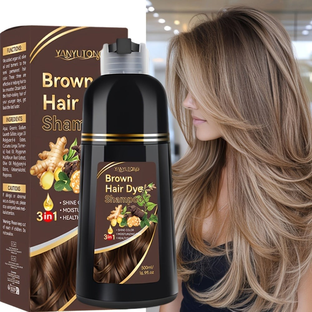 Ammonia-Free Herbal Hair Color Shampoo 3-in-1 Colors in 15 Minutes Lasts 30 Days - Semi Permanent Gray Coverage Moisturizing Cleansing Black Dark Brown Chestnut Brown Red for Women - product image 13