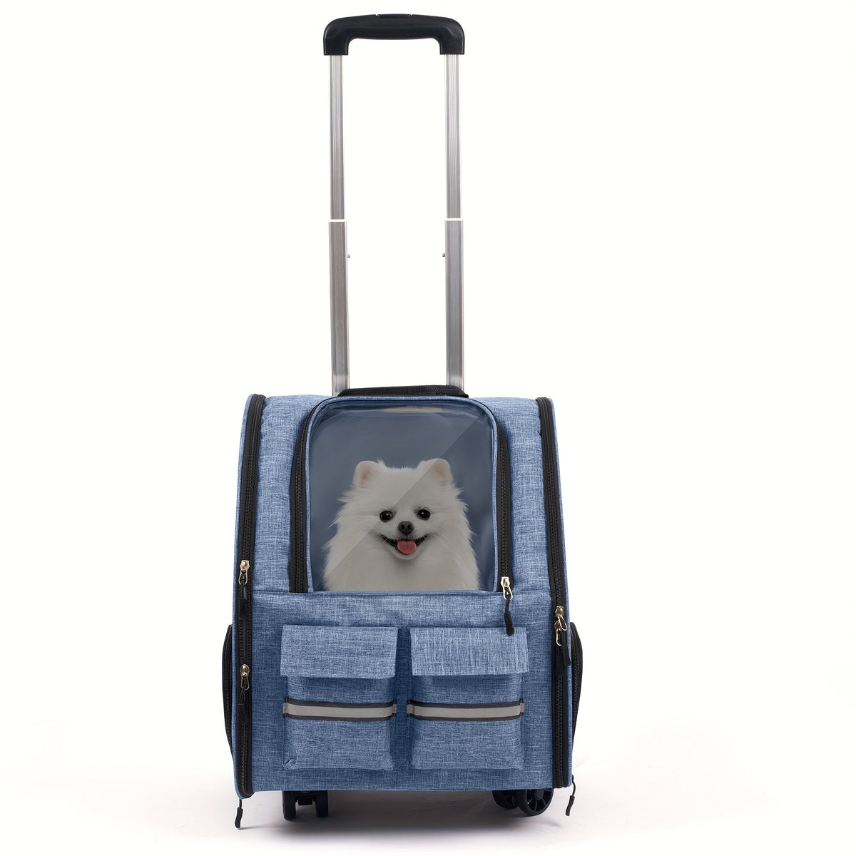 Rolling Pet Carrier with Wheels – 2-in-1 Trolley Cat Carrier Bag, Airline Approved, Telescopic Handle, Detachable Soft-Sided Travel Bag with Shoulder Strap - product image 6