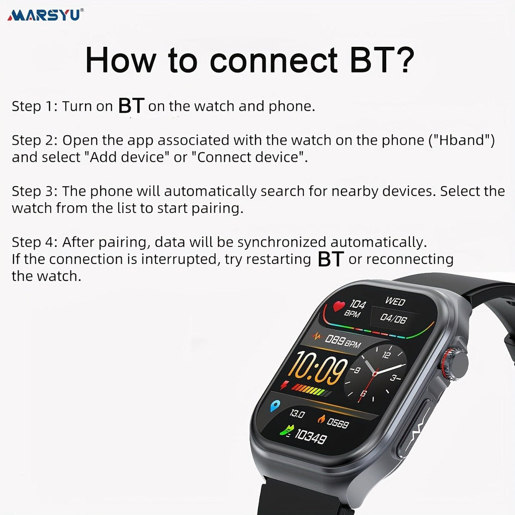 Smartwatch 2.04" Display – Bluetooth 5.3 Calling – 530mAh Battery – NFC – Multi-Sport Modes – Voice Assistant – Menstrual & Weather Forecast – SOS – Magnetic - product image 34