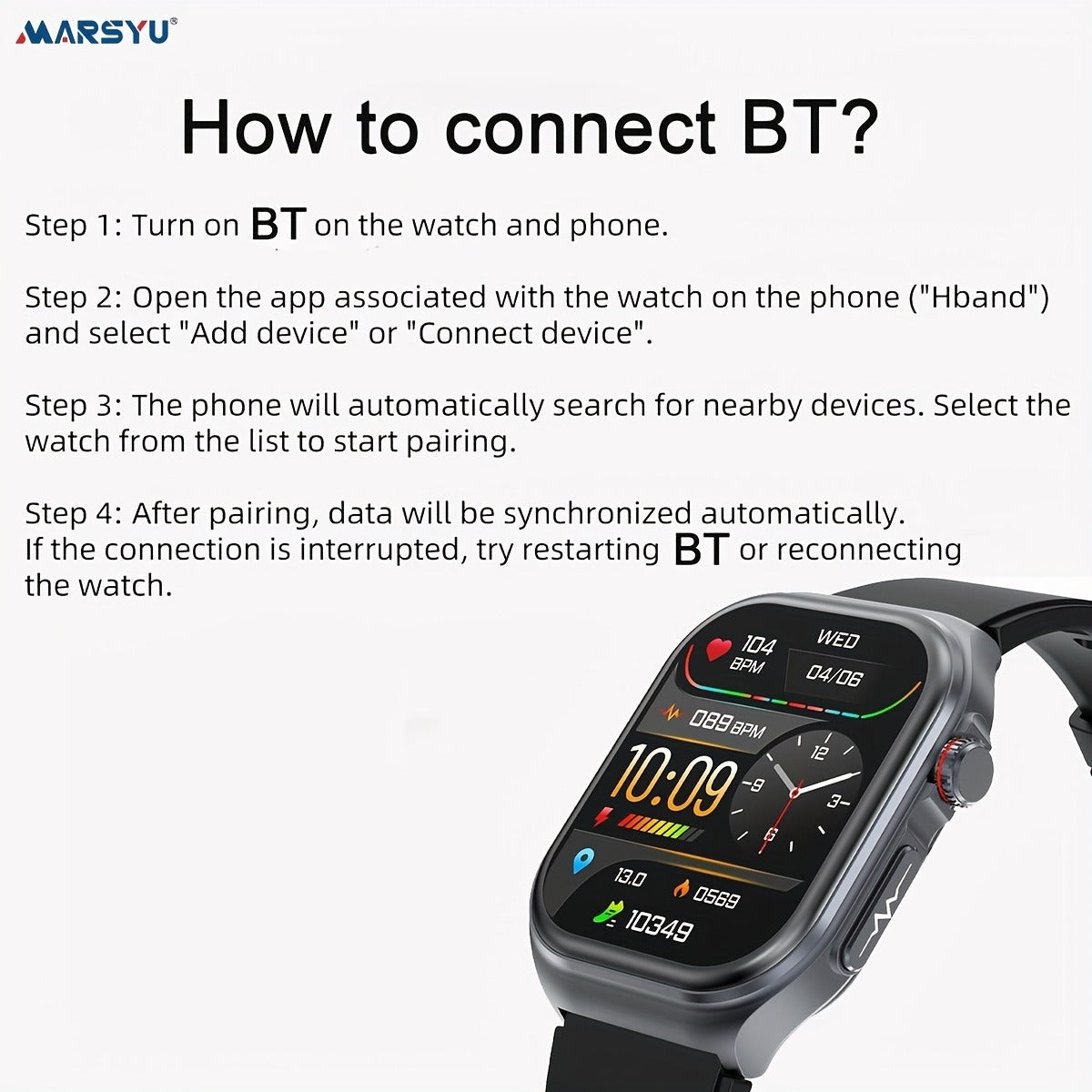 Smartwatch 2.04" Display – Bluetooth 5.3 Calling – 530mAh Battery – NFC – Multi-Sport Modes – Voice Assistant – Menstrual & Weather Forecast – SOS – Magnetic - product image 34