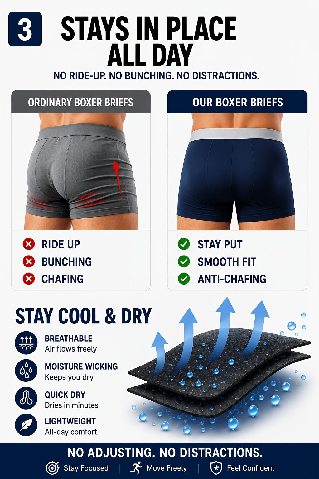 10pcs Set Of Men's Breathable Boxer Underwear - Comfortable and Stretchy, Solid Color, Casual Sports Underwear - product image 3