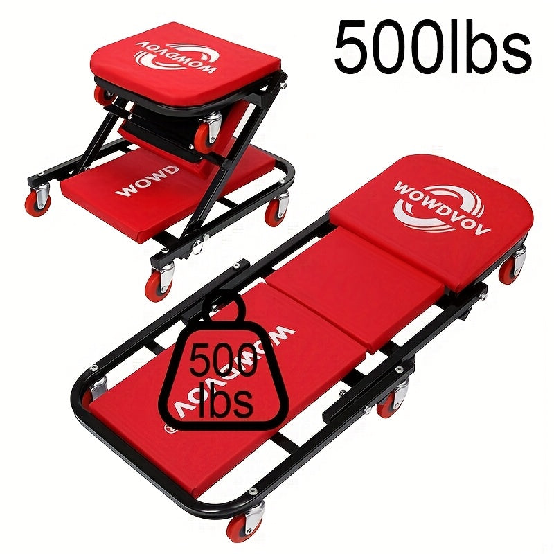 Auto Repair Bench with Roller Moving Tool Tray(Sold Separately), Wheel X Mechanical Climber 3-In-1/2-In-1 Z-Shaped Seat with 500 Pound Capacity, Foldable and - product image 2