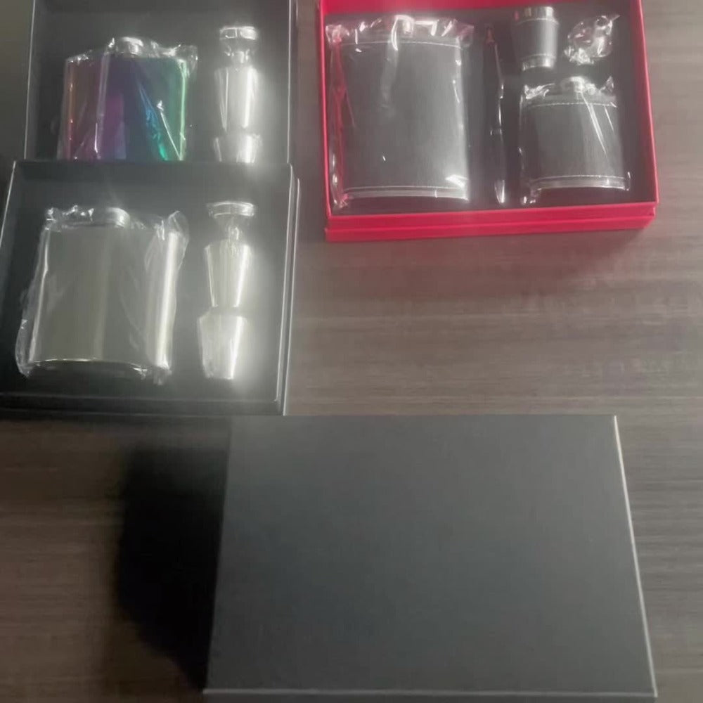 Flask Set for Women 6oz Leather Wrapped Stainless Steel Hip Flask Gift Set with 4 Cups and Funnel Pink Orange Blue Holiday Christmas Valentine Gift for Girlfriend Mom - product image 14