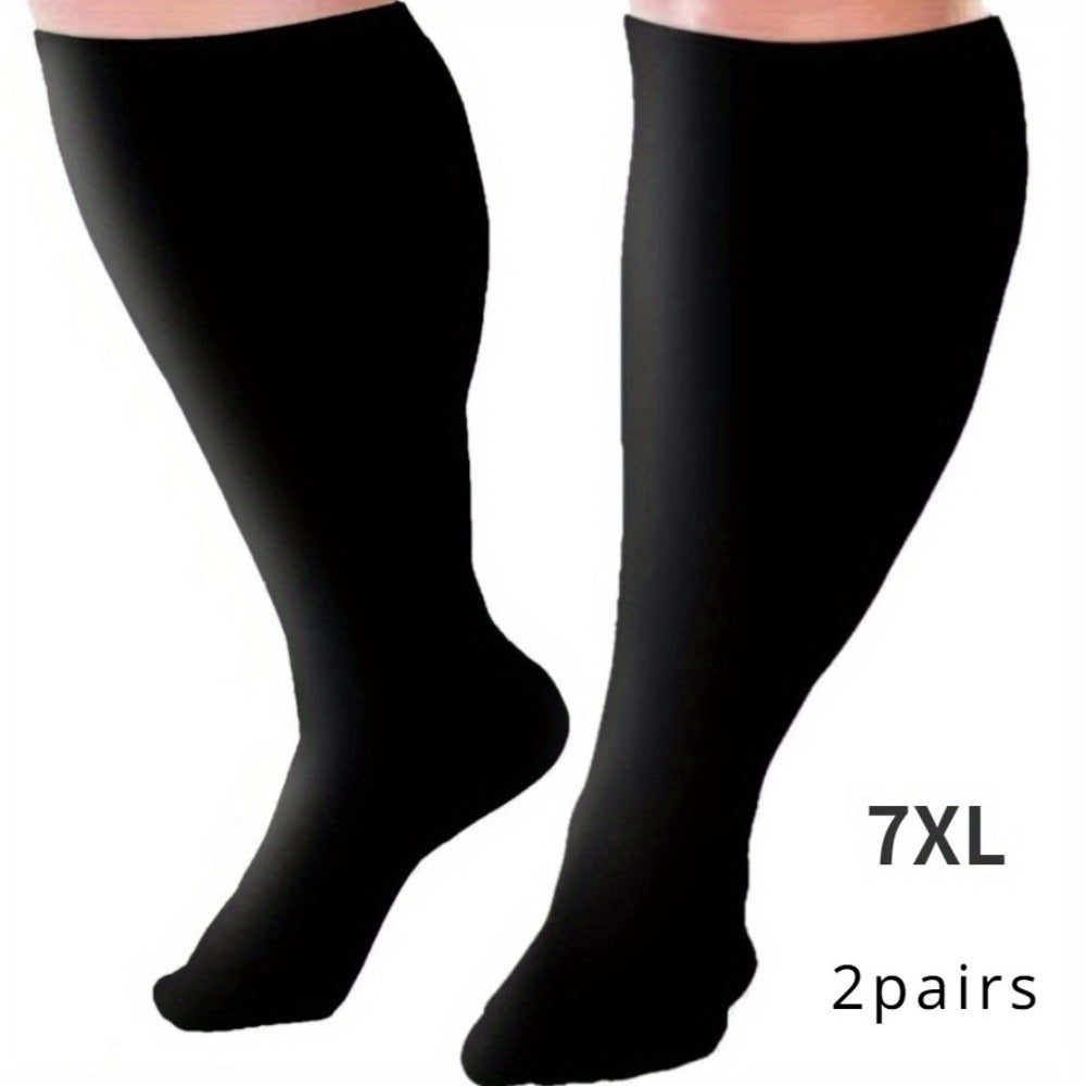 Plus Size Compression Socks 2 Pairs High Elasticity Sports Fitness Oversized Socks for Men Women 2XL 3XL 4XL 5XL 6XL 7XL Running Athletic Support - product image 13