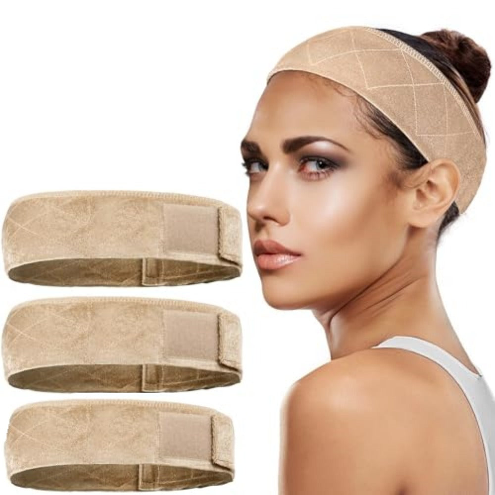 Velvet Wig Caps 3 Pack Women Adjustable Non-Slip Breathable Comfortable – Fits Lace Front Full Wigs Wig Stands Mannequin | Beige Black Brown Coffee | Daily Wear Wig Accessory Gift - product image