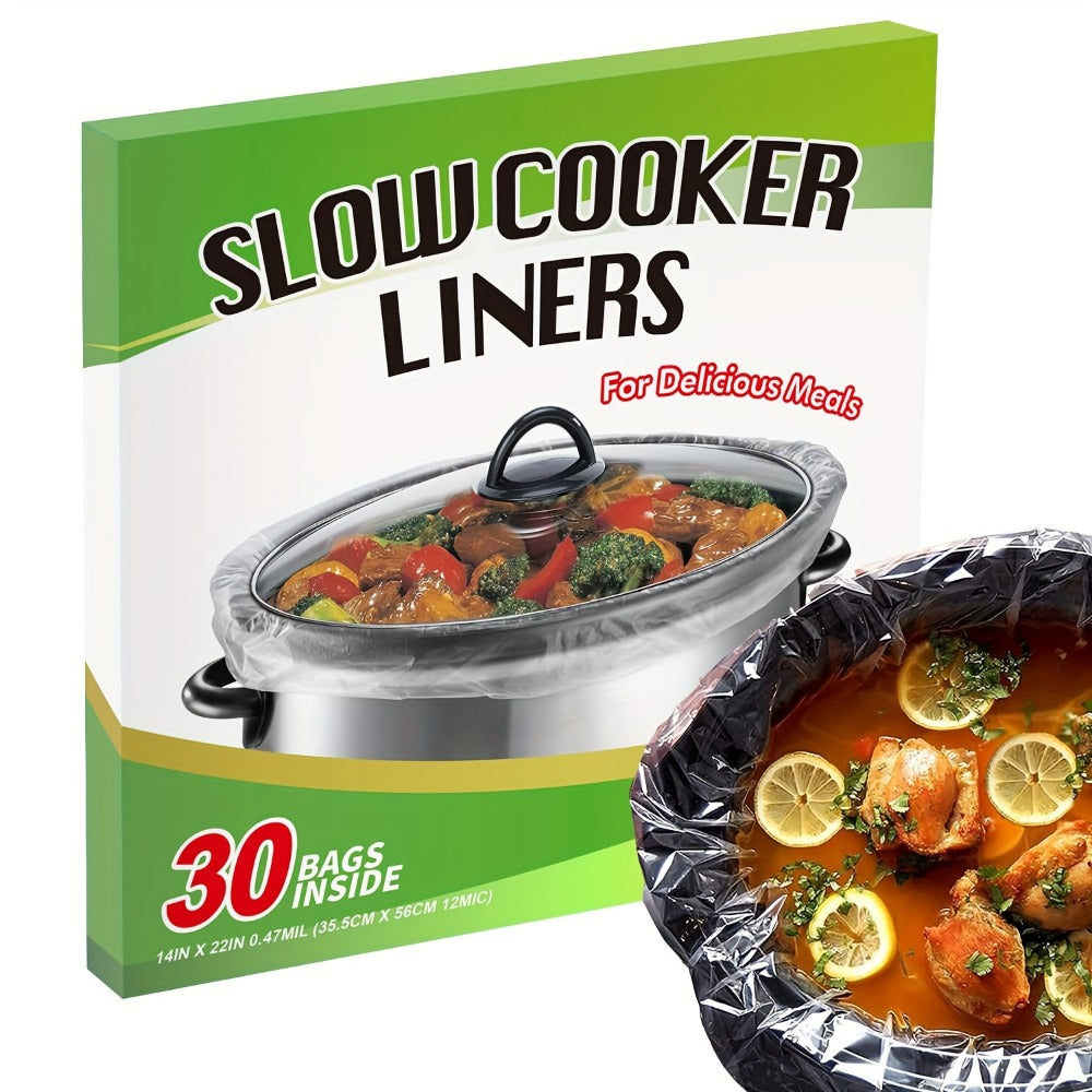 Slow Cooker Liners 14x22 Inch Disposable Cooking Bags 30 Count Fit 6 to 10 Quart Oval and Round Crock Pot Liners Food Safe BPA Free Easy Cleanup for Holiday Cooking - product image