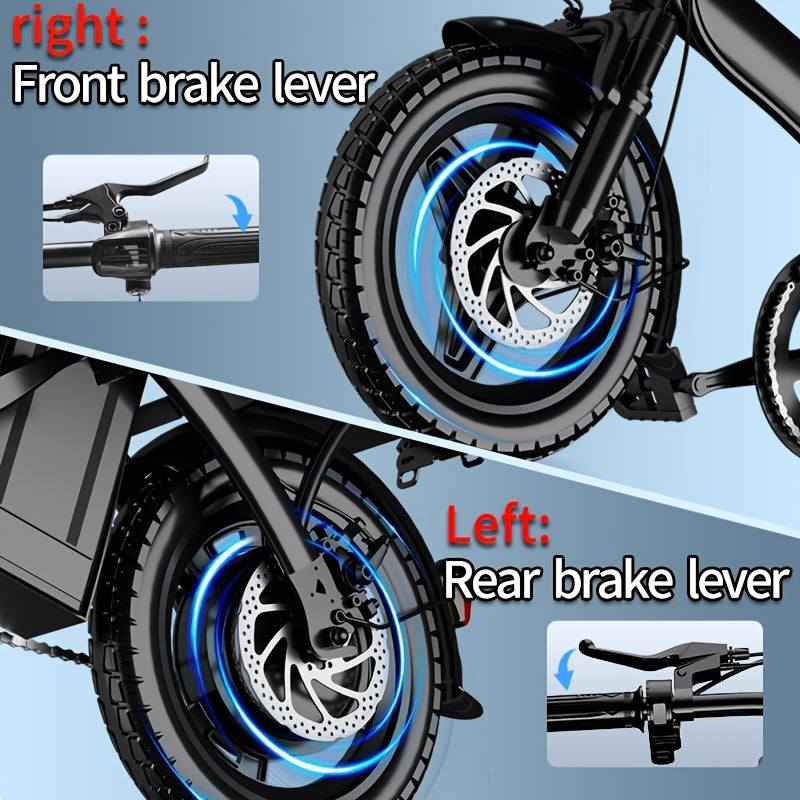14 Inch Foldable Electric Bicycle, 330 Pound Load-bearing Capacity, Max Speed Of 19MPH, 48V Lithium Battery, Range Of Approximately 18-28 Miles, Portable - product image 2