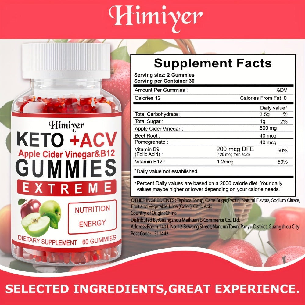 Apple Cider Vinegar Gummies with B12, Pomegranate & Beet Juice Powder — Keto ACV Supplement for Metabolism, Energy, Digestion & Detox Support | Vegetarian | 2-Month Supply 2 Bottle - product image 2
