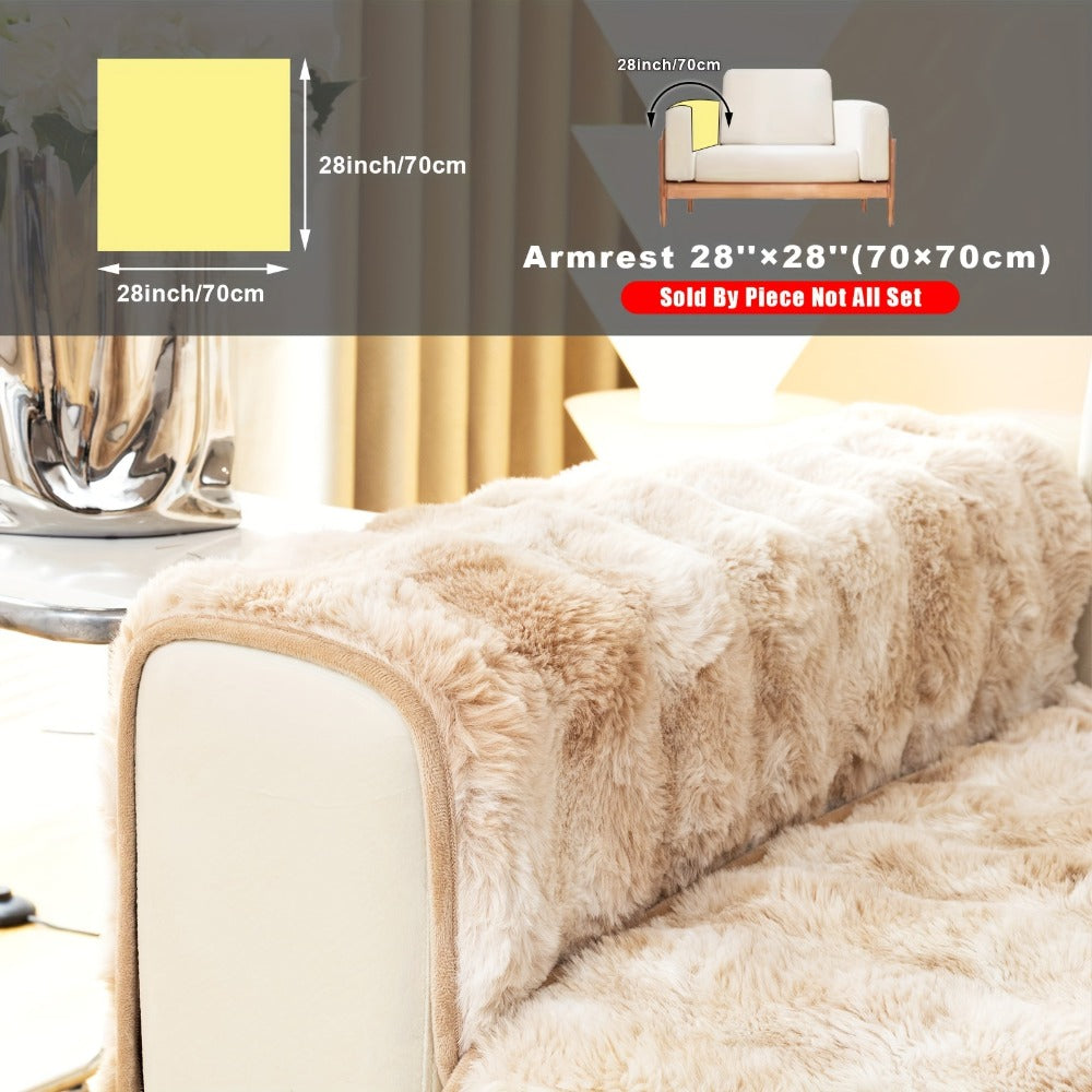 Plush Sofa Cover Faux Lamb Thick Fluffy Couch Slipcover Pet Friendly Machine Washable Gradient Color Polyester Furniture Protector for Armchair Single Double Triple Sofa Living Roo - product image 38