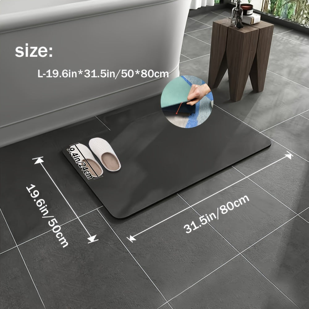 Bath Mat Set 3 Piece Non-Slip Absorbent Quick Dry 400GSM Polyester Braided Bathroom Rug for Bathroom Kitchen Laundry Room Indoor Floor Mat Easy to Clean Black Gray Blue Grey - product image 7