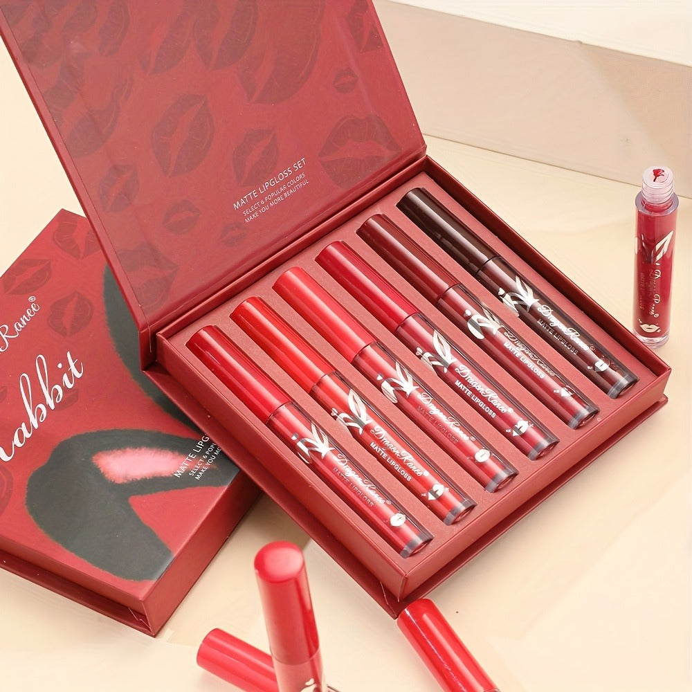 Red Lip Glaze Gift Set 6pcs in Elegant Box — Long-Lasting Smudge-Proof Glazed Finish, Smooth Paste Formula, All-Day Wear Versatile Lip Color for Beginners & Beauty Lovers, Holiday  - product image 8