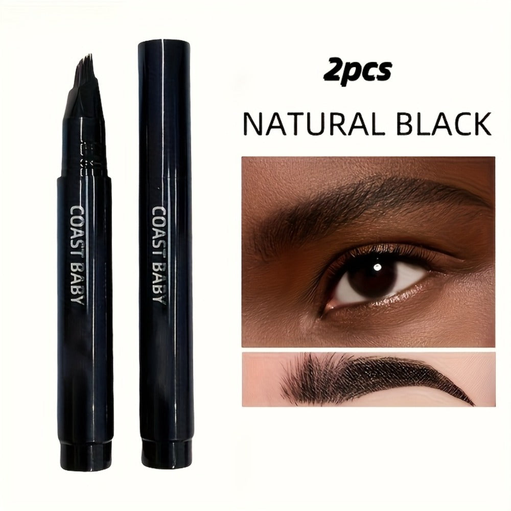 Eyebrow Pencil 2-Pack Multi-Fork Tip Waterproof — 4 Shades Natural Hair Stroke Effect Brow Pen Smudge-Proof Long-Lasting Microblading Look Hairline Filler for Sparse Brows Beginner - product image 3
