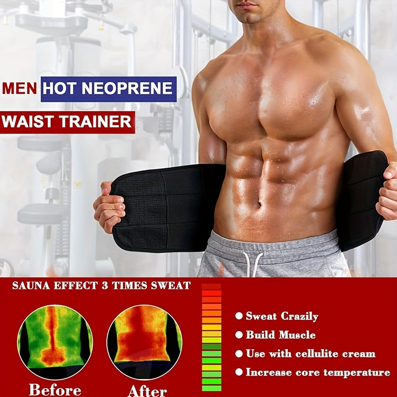 Sizes M to 3XL – Men's Waist Trainer Sweat Belt Tummy Control Compression Body Shaper Trimmer for Weight Loss & Workout