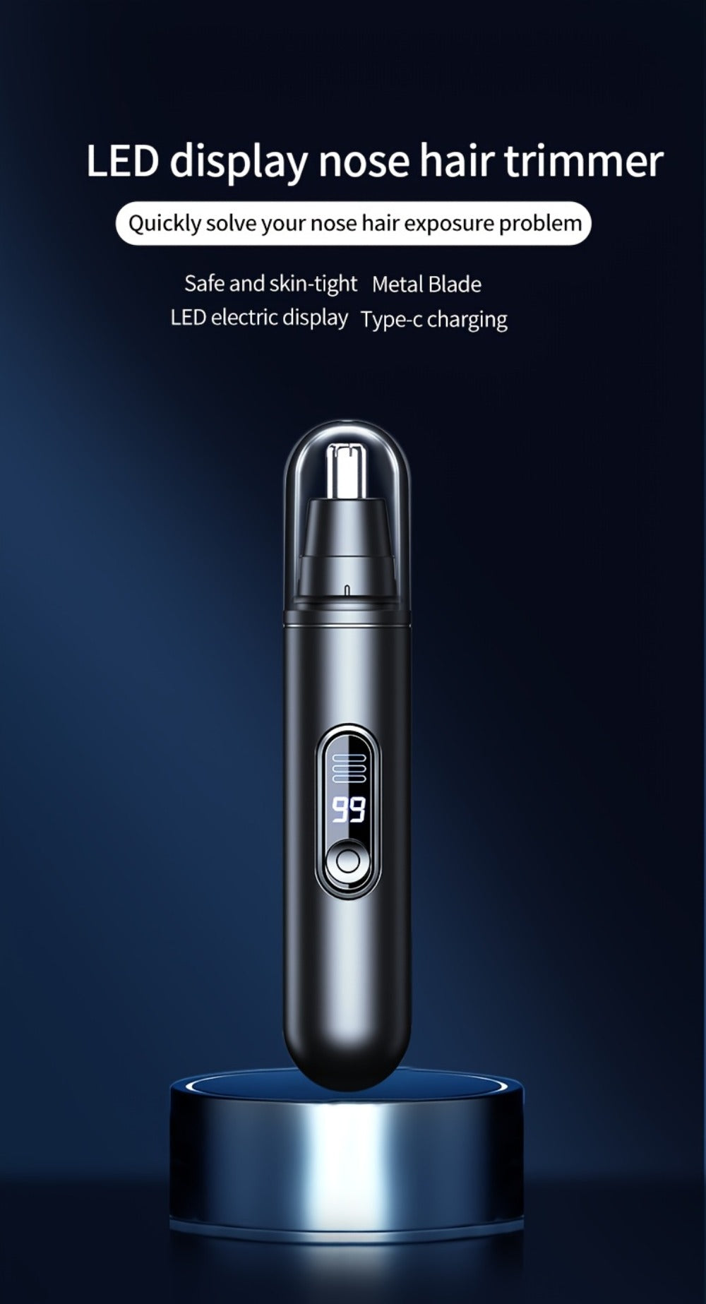 Electric Nose Trimmer with LED Display – USB Rechargeable Painless Facial Hair Removal Device for Men & Women, Nose Ear & Eyebrow Trimmer, Upgraded Grooming Tool, Ideal Gift - product image 11