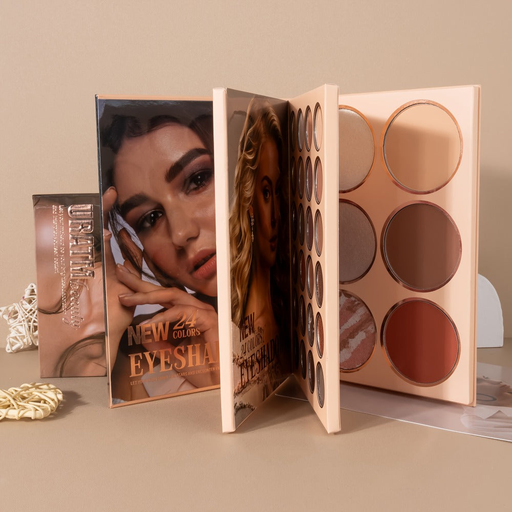 3-in-1 Eyeshadow Blush Highlighter Palette Loose Powder Book-Style Folding Compact Moisturizing Buildable Pigment Luminous Finish for Daily Glam Travel Gift Women - product image 2