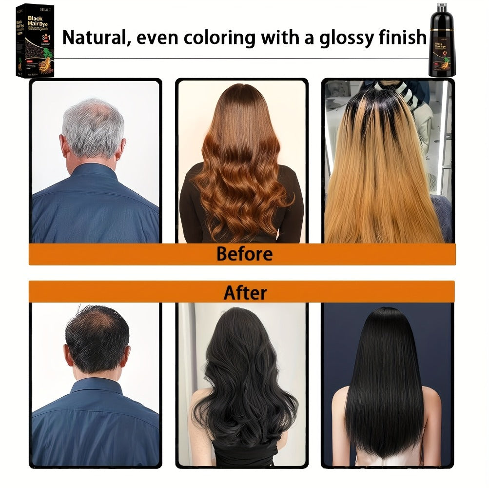 Hair Dye Shampoo 16.91oz (500ml) — 3-in-1 Herbal Formula with Plant Squalane for Instant Gray Coverage, Deep Conditioning & Everyday Cleansing | Fluffy Smooth Finish | Men & Women  - product image 14