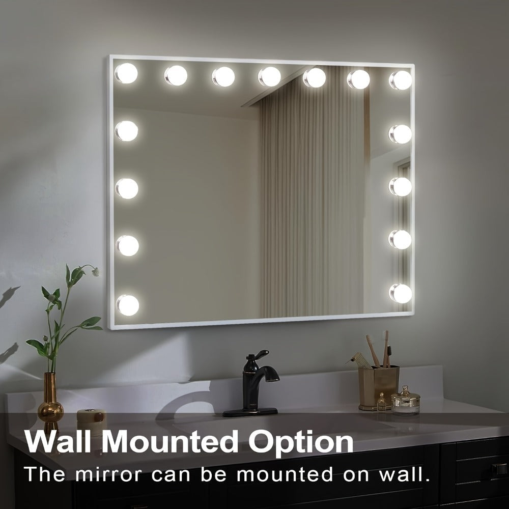 Hollywood Vanity Mirror with Lights – 15 LED Bulbs, 3 Color Modes, Dimmable Brightness, 23x18 Inch, USB & Type-C Charging, Touch Control, Desk & Wall Mount, Metal Frame Makeup Mirr - product image 5