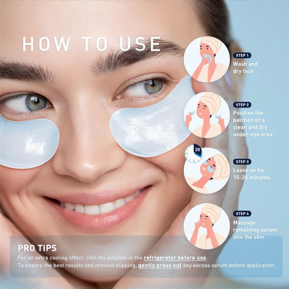 Collagen Eye Patches 60pcs with Caffeine & Niacinamide Under Eye Mask for Dark Circles Puffiness Tightening Intense Hydration Anti-Aging Eye Care for Women Men - product image 6