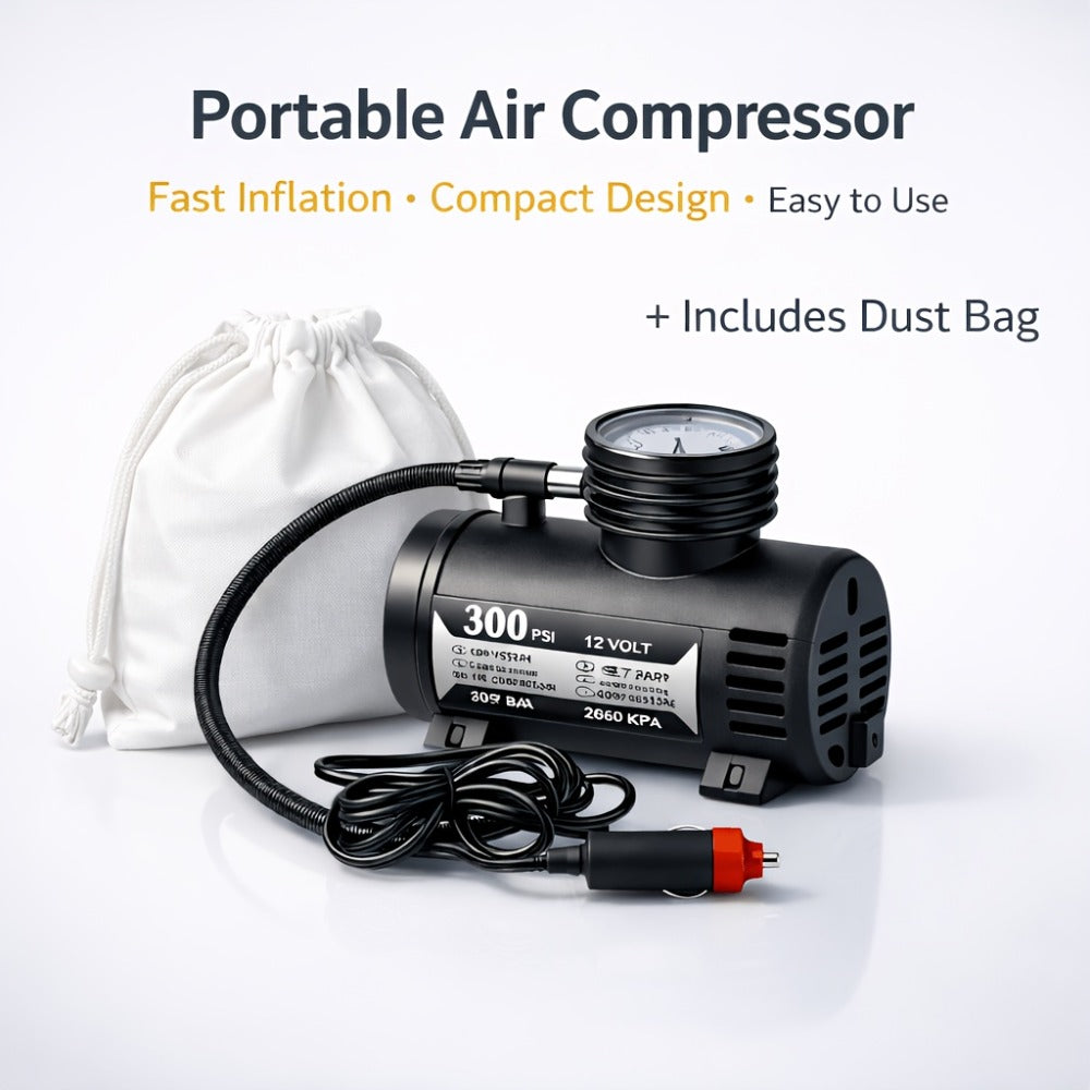 12V Car Tire Inflator Pump 300PSI, Portable Air Compressor for Car Truck Motorcycle Bike Tires, No Battery Needed, Metal Body Compact Design, Digital Pressure Gauge, Emergency Tire - product image 9