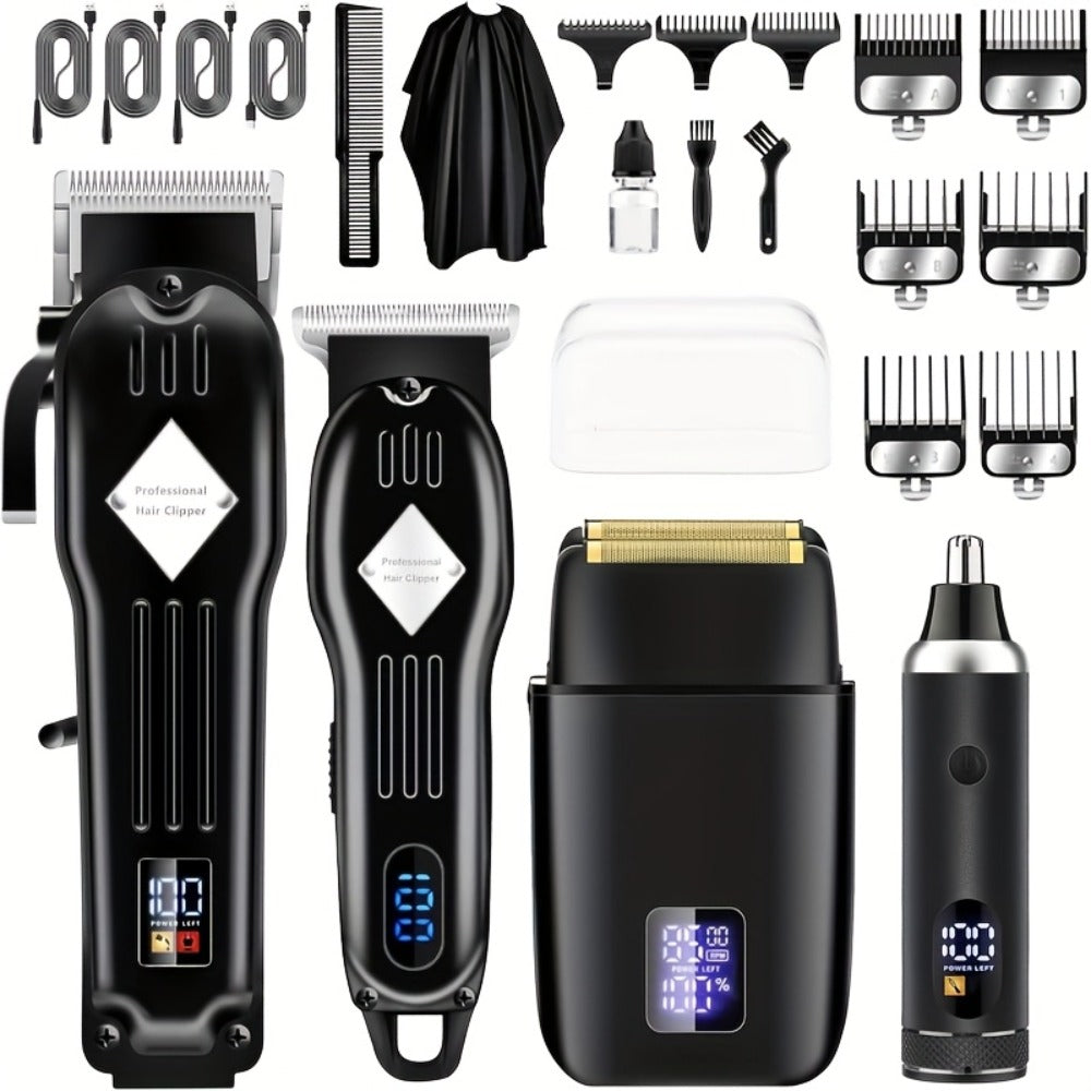Foil Shaver Grooming Kit for Men 3-in-1 – Hair Clipper Detail Trimmer Adjustable Blades USB Rechargeable LCD Display Complete Barbershop Accessories Set Holiday Gift for Him - product image 9