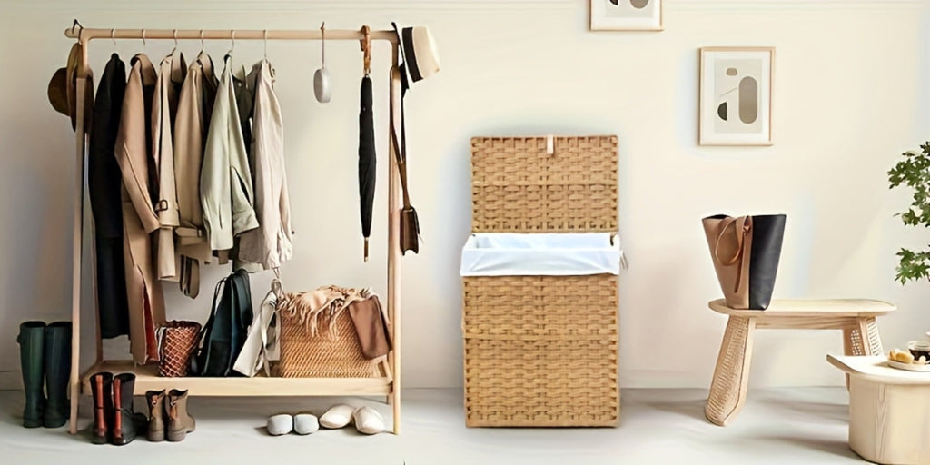 Laundry Basket with Lid - Large Foldable Rattan Hamper with Removable Washable Liner, Sturdy Steel Frame, for Bathroom Bedroom, Goose Yellow or Dove Gray - product image 14