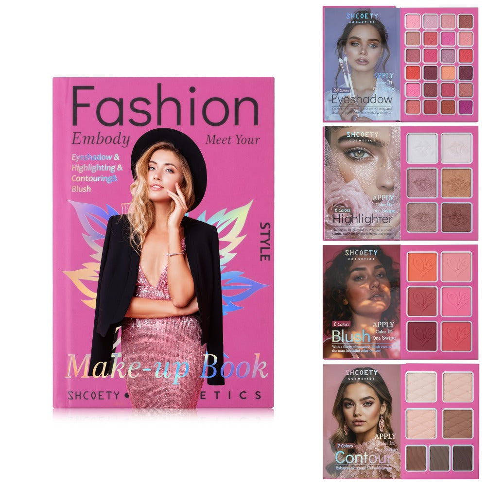 3-in-1 Eyeshadow Blush Highlighter Palette Loose Powder Book-Style Folding Compact Moisturizing Buildable Pigment Luminous Finish for Daily Glam Travel Gift Women - product image 9