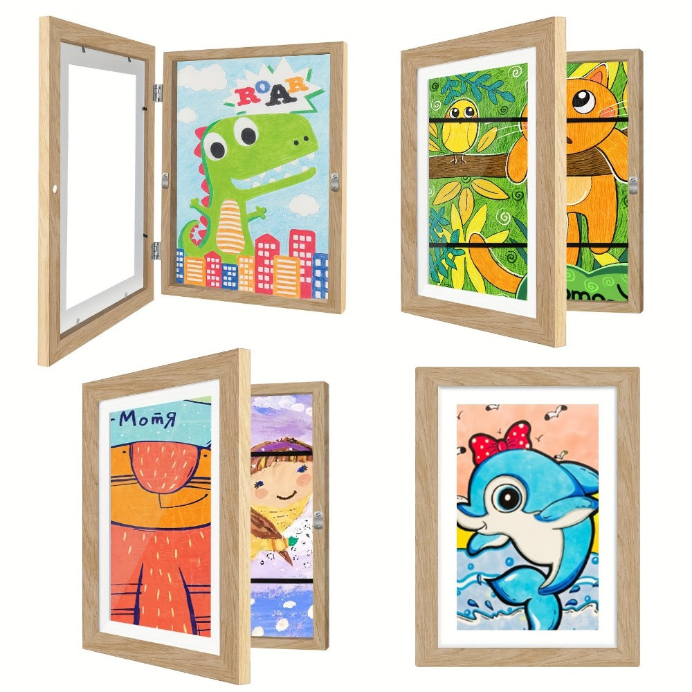 Kids Artwork Frame Front Opening Changeable 8.5x11 Children Art Display Picture Frame Holds 100+ Pieces for Drawing Crafts Photos 2 Pack 4 Pack Wood White - product image 3