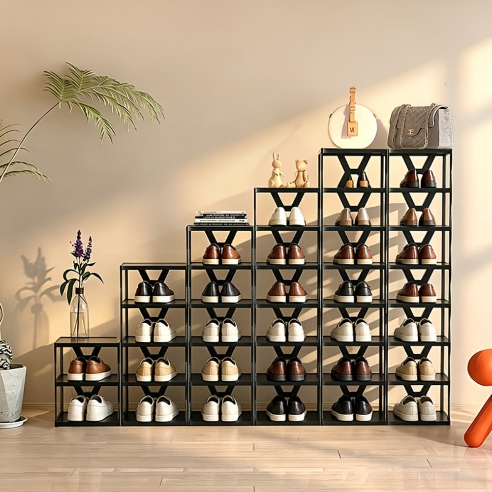 Shoe Rack Organizer 6 or 9 Tier - Space Saving Folding Shoe Rack for Hallway Doorway Bedroom Dorm, Narrow Entryway Shoe Storage, Black or White - product image 6