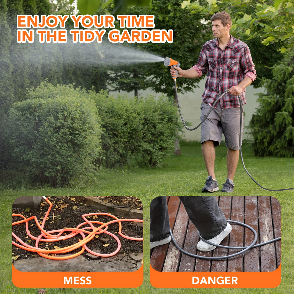 65ft Automatic Garden Hose Reel with 9-Function Sprayer | 180° Swivel Mount - product image 3