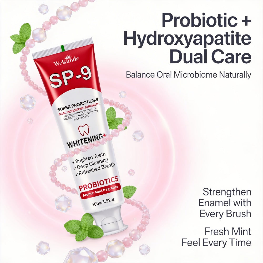 Probiotic Toothpaste with Hydroxyapatite – Super Probiotics-9 European Formula, Deep Cleaning & Gum Care, Mint Fresh Breath, Teeth Brightening Oral Care Gift for Women & Men, 100g - product image 5