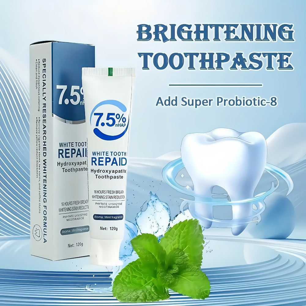 Hydroxyapatite Whitening Toothpaste 6 Pack - 7.5% Nano Deep Cleaning Gentle Non-Irritating Mint Fresh Breath Toothpaste for Sensitive Teeth, Daily Oral Care, Family & Travel Set - product image 6