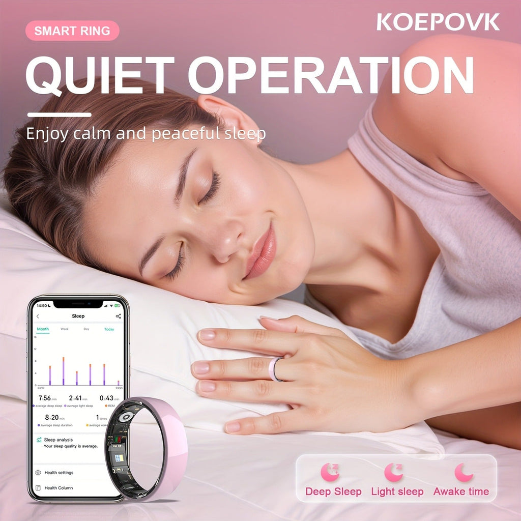 Fitness Tracker Smart Ring | Men & Women Sizes 7 | IP68 Waterproof, Sleep & Step Monitor, Crystal Charging Case, Stainless Steel | 13 - product image 53